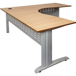 Rapid Span Beech/Silver 1500x1500x700x730mm Corner Workstation