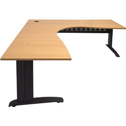 Rapid Span Beech/Black 1500x1500x700x730mm Corner Workstation