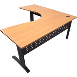 Rapid Span Beech/Black 1800x1200x700x730mm Corner Workstation