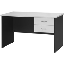 Logan 1200x600mm White/Ironstone Student Desk With Drawers