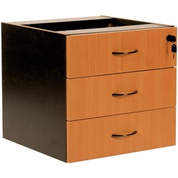 Pedestal Logan Fixed 3 Drawer Beech/Ironstone