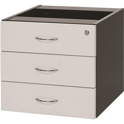 Pedestal Logan Fixed 3 Drawer White/Ironstone