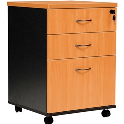 Pedestal Logan Mobile 2 Std 1 Filing Drawer Beech/Ironstone