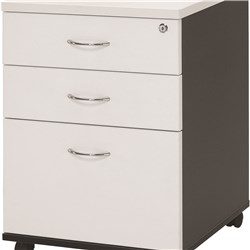 Pedestal Logan Mobile 2 Std 1 Filing Drawer White/Ironstone