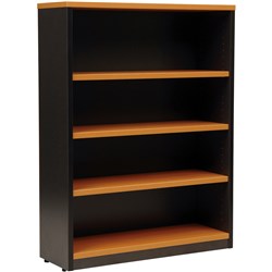 Logan Beech/Ironstone 4 Shelf 1200x900mm Bookcase