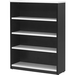 Logan White/Ironstone 4 Shelf 1200x900mm Bookcase