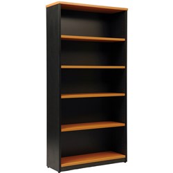 Logan Beech/Ironstone 5 Shelf 1800x900mm Bookcase