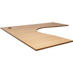 Corner Workstation Top With Cable Entry 25mm - Beech