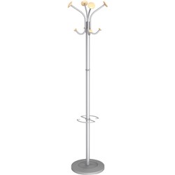 Alba Stily Silver/Wood 4 Hook Coat Rack