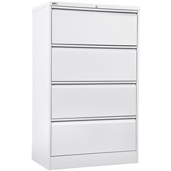 Go Steel Lateral Filing Cabinet 4 Drawer 1321Hx900Wx470mmD White