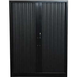 Steelco Tambour Door Black Satin 1015x1200x463mm 2 Shelf Cabinet