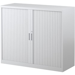 Steelco Tambour Door White Satin 1015x1200x463mm 2 Shelf Cabinet