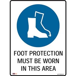 Zions Foot Protection Must Be Worn 45x60cm Metal Mandatory Sign