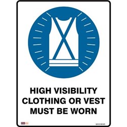 Zions Hi Vis Vest/Cloth Must Be Worn 45x60cm Polypropylene Mandatory Sign