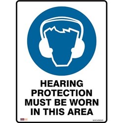 Zions Hearing Protection Must Be Worn 45x60cm Metal Mandatory Sign