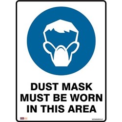 Zions Dust Mask Must Be Worn 45x60cm Metal Mandatory Sign