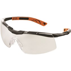 Maxisafe 5X6 Safety Glasses Clear Black/Orange Frame As Lens