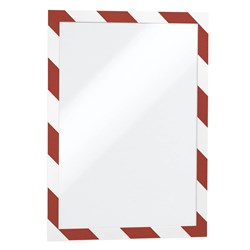 Durable A4 Red/White Adhesive Duraframe Security Sign Holder