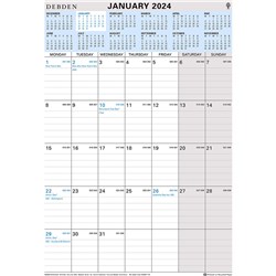 Debden 2024 A4 Month To View Wiro Wall Calendar