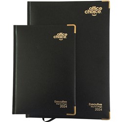 Office Choice 2025 A4 Exec Day To Page 1hr Apt Black Leather Diary