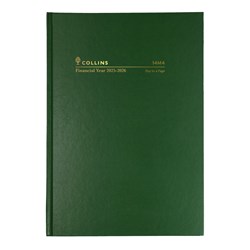 Collins 14M4 A4 1 Day To Page 30min Green 23/24 Financial Year Diary