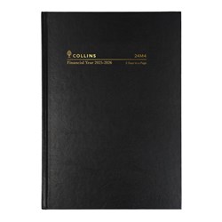 Collins 24M4 A4 2 Days To Page 1hr Black 23/24 Financial Year Diary