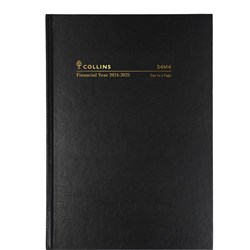Collins 34M4 A4 Week To Opening 1hr Black 23/24 Financial Year Diary