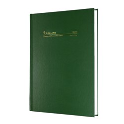 Collins 18M4 A5 Day To Page 1hr Green 25/26 Financial Year Diary