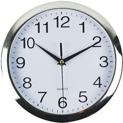 Italplast 26cm Chrome Trim/White Face Wall Clock