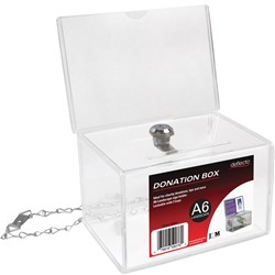 Box Donation Clear Acrylic Lockable A6 L/Scape Sign Holder