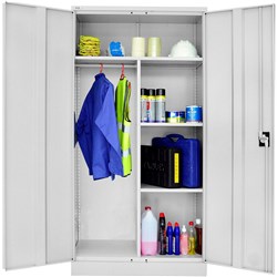 Go Steel Wardrobe Cupboard Metal Combination Silver Grey