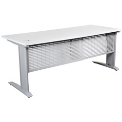 Summit Complete Desk Silver Frame Modesty Panel 1500X750Mm White Top
