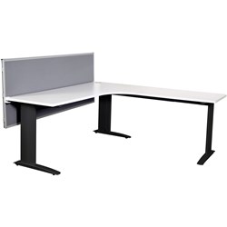 Summit Corner Workstation Black Frame Cable Beam 1500X1500X750Mm White Top