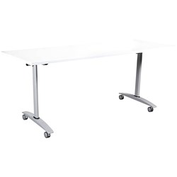 Summit Flip Table Silver Frame And Top 1500X750Mm White Top No Holes