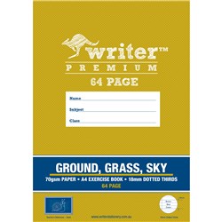 Writer Premium A4 64pg Ground/Grass/Sky 18mm Dotted Thirds Exercise Book