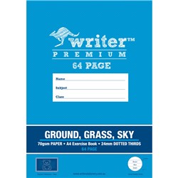 Writer Premium A4 64Pg Ground/Grass/Sky 24mm Dotted Thirds Exercise Book