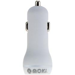Moki Dual Usb Charger (Car Or Wall) Car Charger White