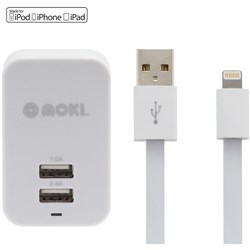 Moki Lightning Cable/Charger Lightning Cable + Wall (Apple Licensed)
