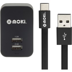 Moki Type C Cable/Charger Wall Charger Black