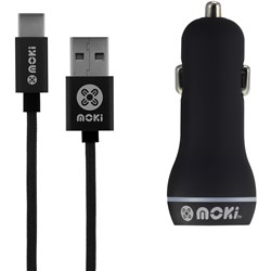 Moki Type C Cable/Charger Car Charger Gun Metal