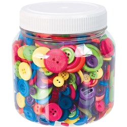 Zart Buttons Bright Assorted Colours Approximately 1400 Pieces Jar 600gm