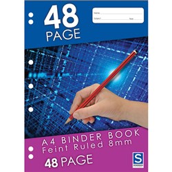 A4 48 Page 8mm Ruled 7 Hole Punched Binder Exercise Book