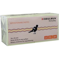 Bibbulmun 76x76mm Yellow Adhesive Notes