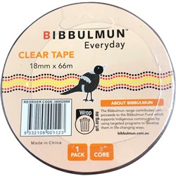 Bibbulmun 18mmx66m Transparent Tape