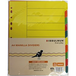 Bibbulmun A4 10 Tab Yellow Board Divider