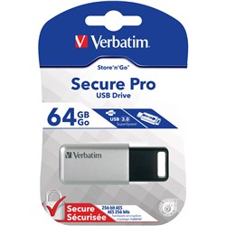 Verbatim Store'N'Go 64gb Encrypted Silver USB Drive