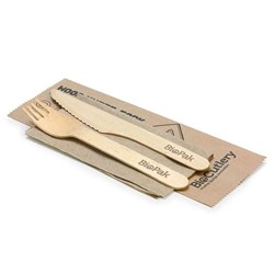 HY-16KFN 16cm Wood Knife Fork Napkin Set 400/carton