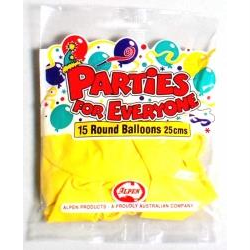 Alpen Yellow 25cm Balloons